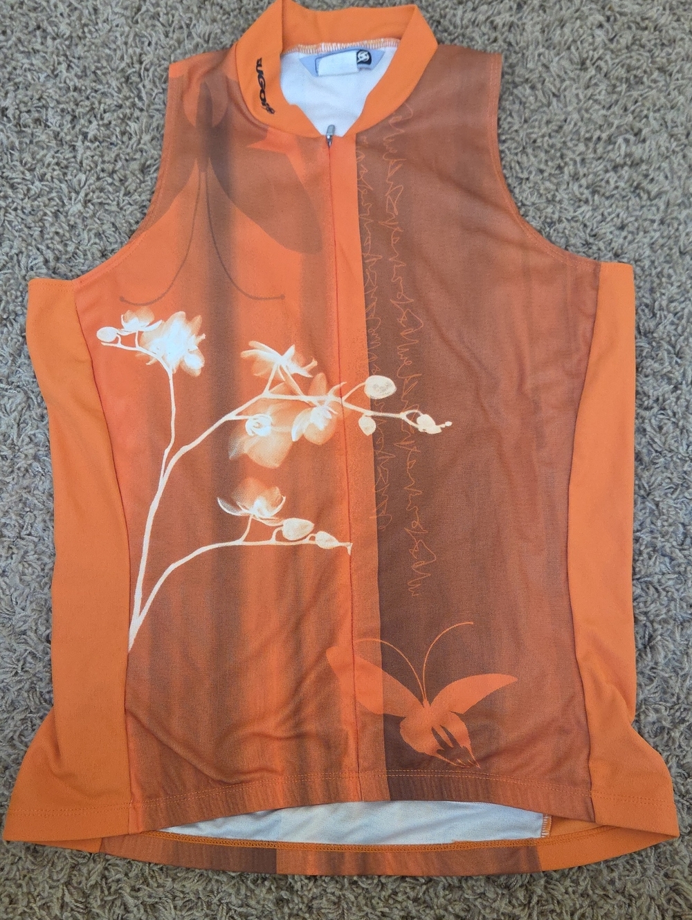 SUGOI Orange Sleeveless Floral Cycling Jersey